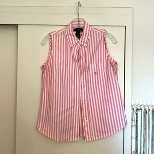 Pink Oxford Cloth Sleeveless Top